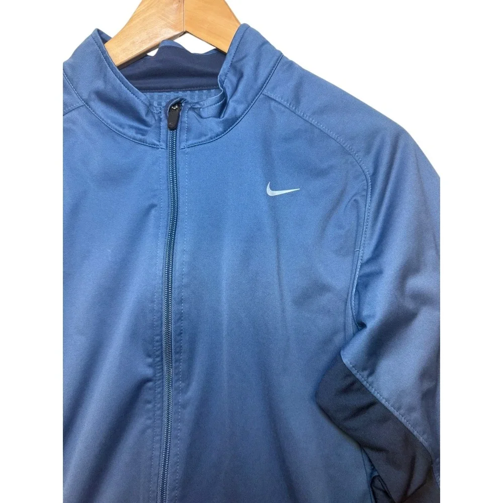 Nike Dri-Fit‎ Men's Athletic Jacket Gray Black Full Zip Reflective Logo Size L